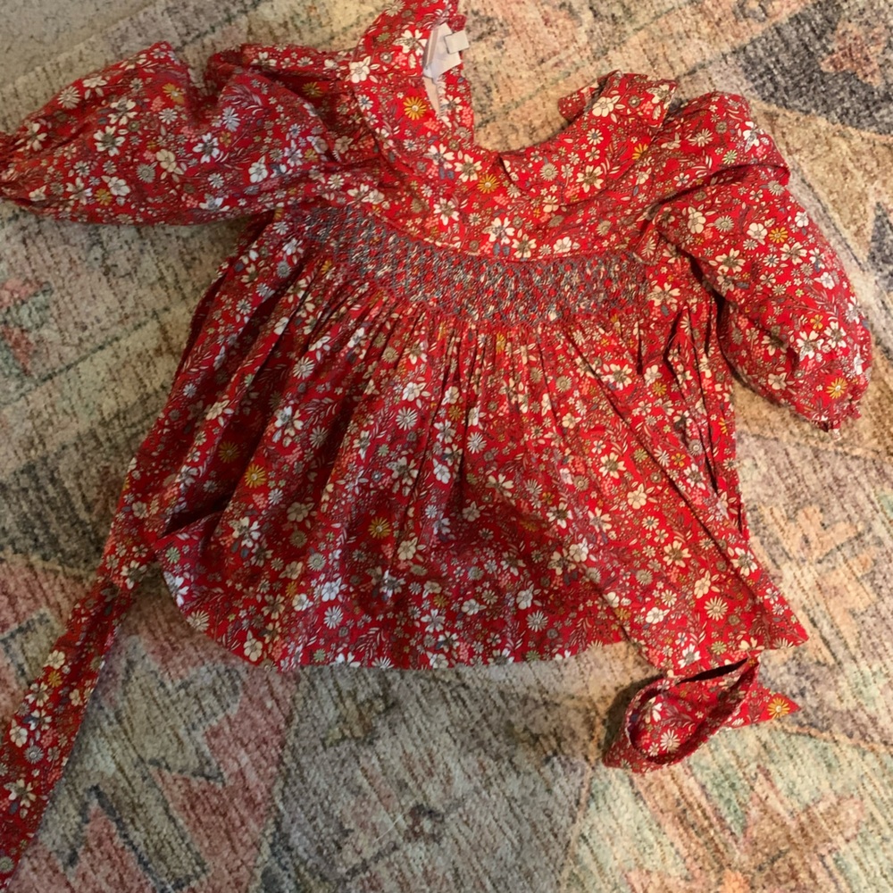 Floral Red Smocked dress
